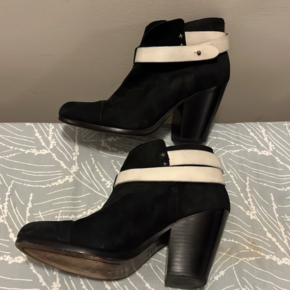 Rag & Bone Black & White Harrow Leather Suede Ankle Boots - Picture 5 of 5